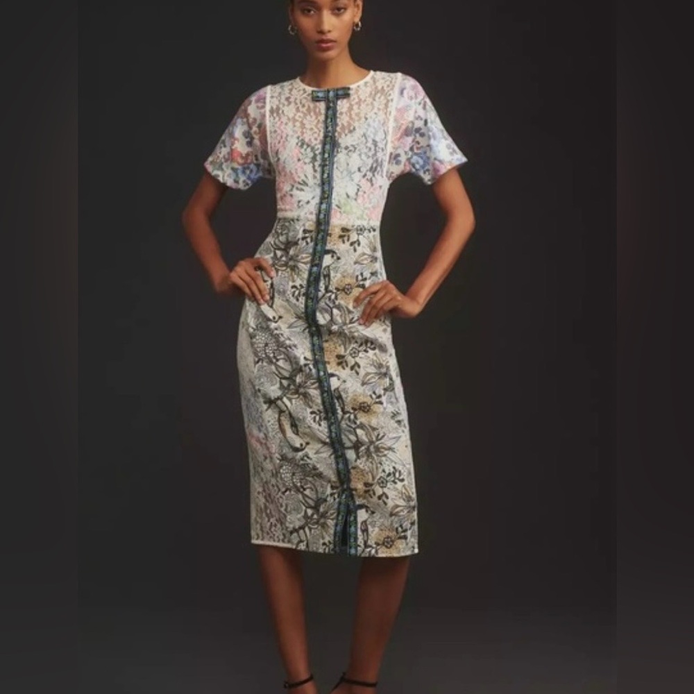 Anthropologie Multicolor Lace Midi Dress by Byron Lars NWT